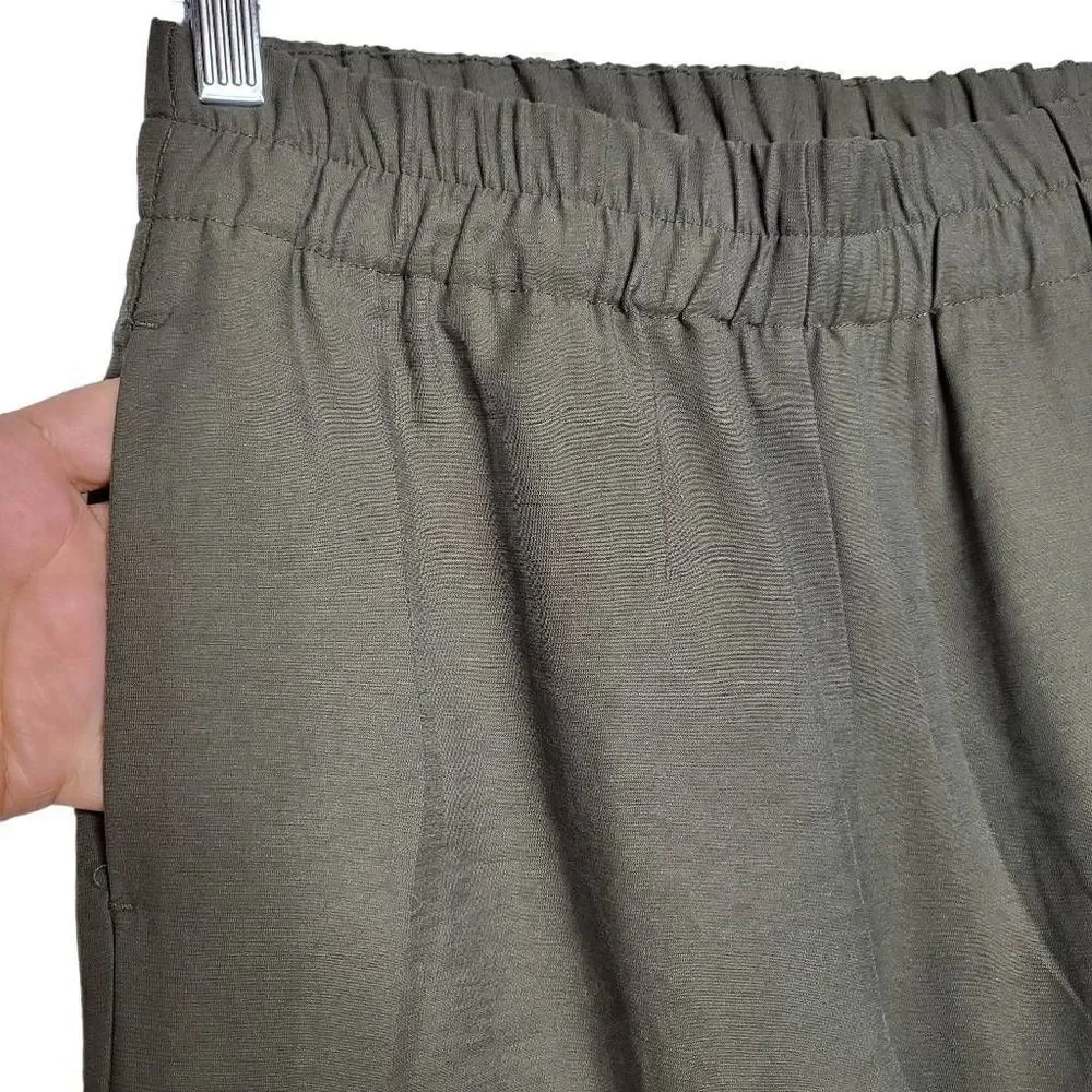 NEW Zara High Waist Olive Turn Up Hem Trousers Pants Size Small - Picture 5 of 9